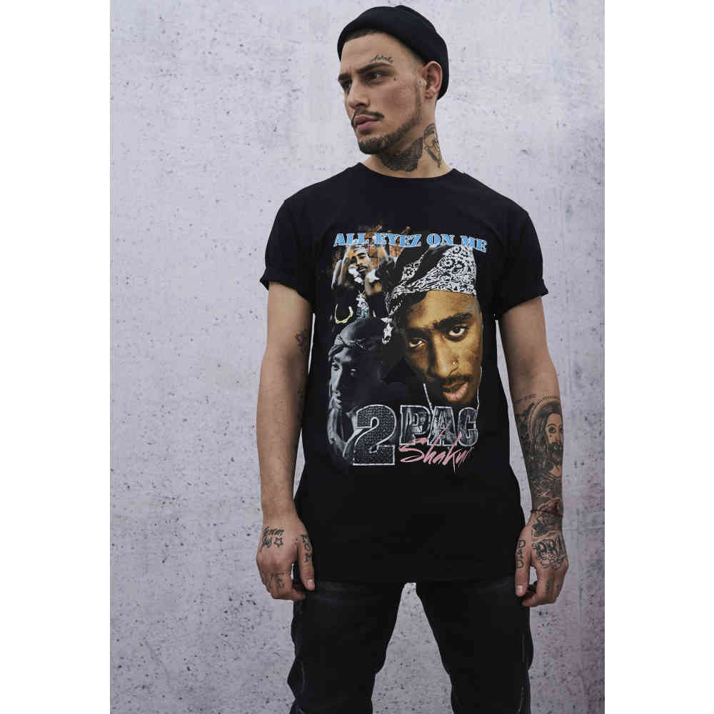 Mister Tee Tupac - Tupac Retro Heren Tshirt - Zwart